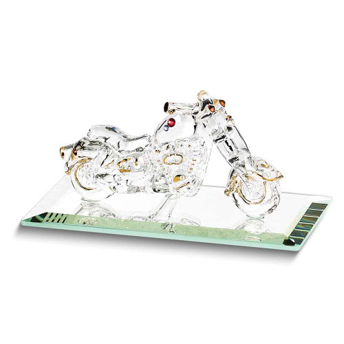 Image of Glass Baron with Crystal Accents Glass Motorcycle Figurine (Gifts)