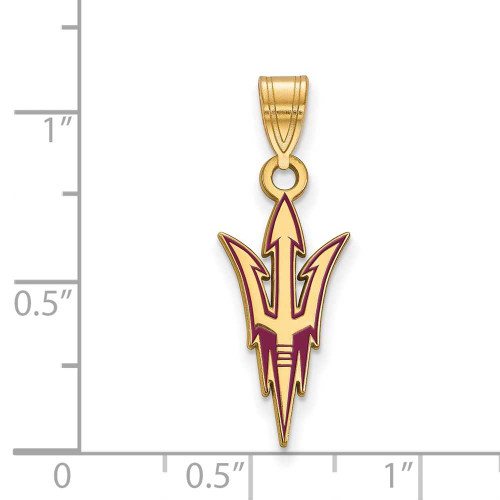 Image of Gold Plated 925 Silver Arizona State University Large Enamel Pendant by LogoArt