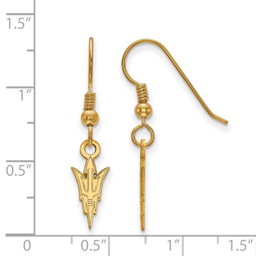 Image of Gold Plated 925 Silver Arizona State University Sm Dangle Earrings LogoArt GP006
