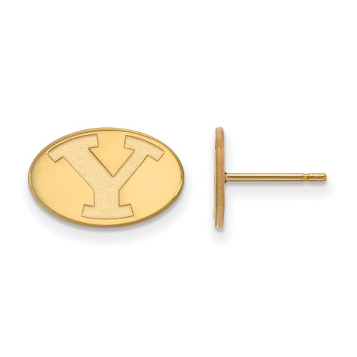 Gold Plated 925 Silver Brigham Young University X-Small Post Earrings by LogoArt
