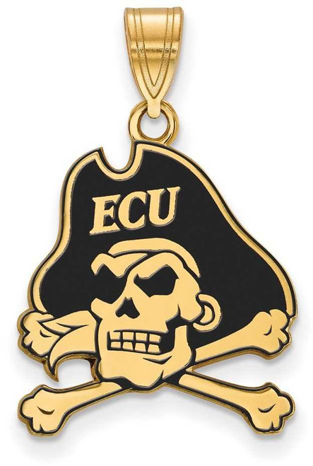 Image of Gold Plated 925 Silver East Carolina University Large Pendant LogoArt GP028ECU