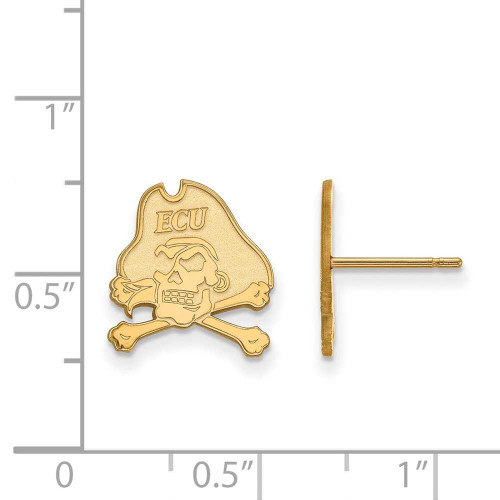 Image of Gold Plated 925 Silver East Carolina University Sm Earrings LogoArt GP009ECU