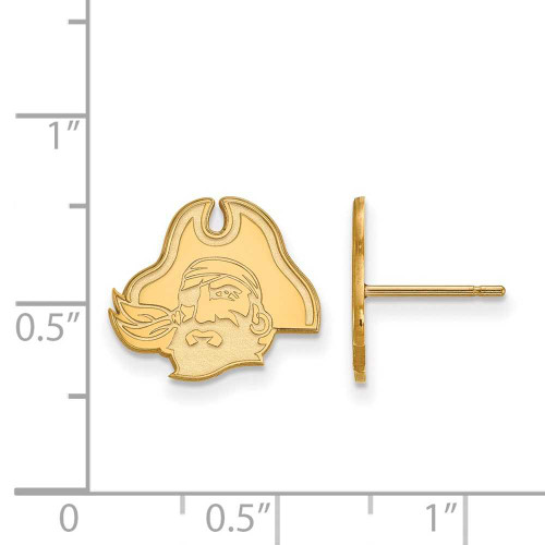 Image of Gold Plated 925 Silver East Carolina University Sm Earrings LogoArt GP047ECU
