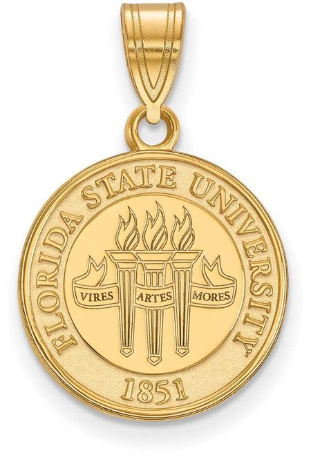 Image of Gold Plated 925 Silver Florida State University Medium Crest Pendant by LogoArt
