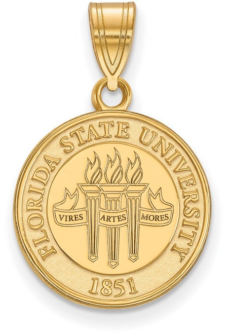 Gold Plated 925 Silver Florida State University Medium Crest Pendant by LogoArt