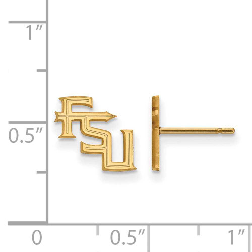 Image of Gold Plated 925 Silver Florida State University XSmall Earrings LogoArt GP064FSU
