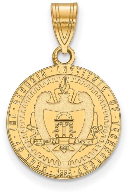 Image of Gold Plated 925 Silver Georgia Institute of Tech Medium Crest Pendant by LogoArt