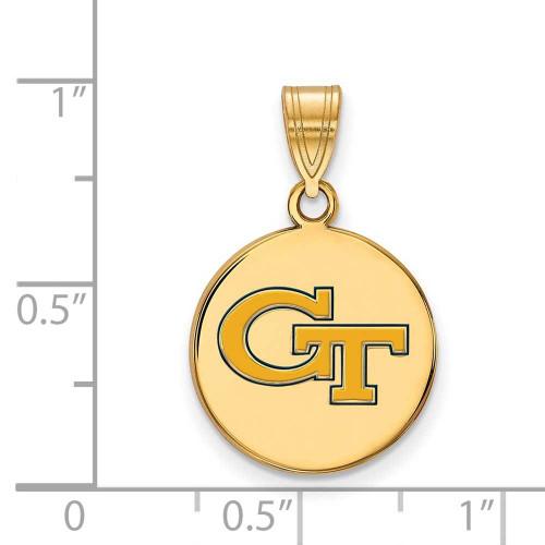 Image of Gold Plated 925 Silver Georgia Institute of Tech Medium Enamel Pendant LogoArt