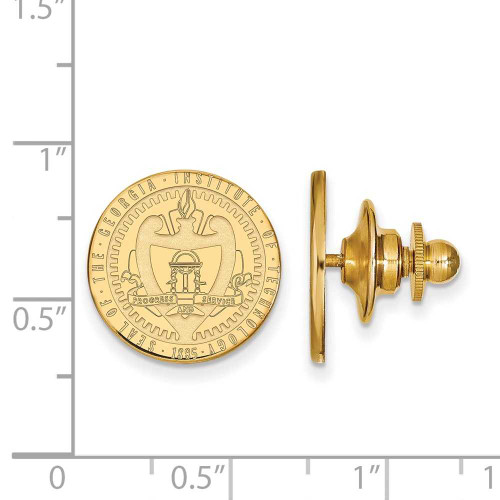 Image of Gold Plated 925 Silver Georgia Institute of Technology Crest Lapel Pin LogoArt
