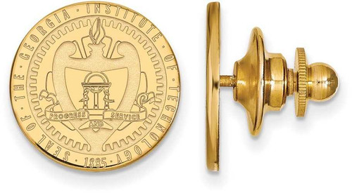 Image of Gold Plated 925 Silver Georgia Institute of Technology Crest Lapel Pin LogoArt