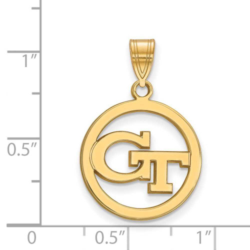 Image of Gold Plated 925 Silver Georgia Institute of Technology Sm Pendant Cir by LogoArt