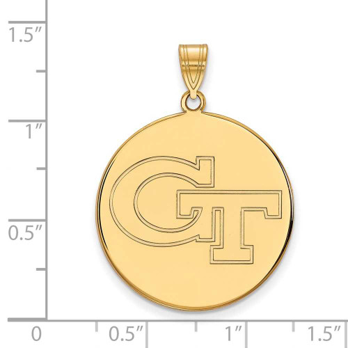 Image of Gold Plated 925 Silver Georgia Institute of Technology XL Disc Pendant LogoArt