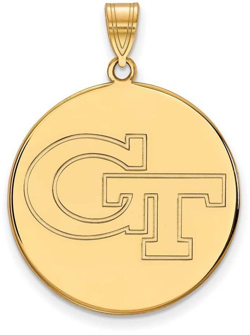 Image of Gold Plated 925 Silver Georgia Institute of Technology XL Disc Pendant LogoArt