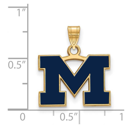 Image of Gold Plated 925 Silver Michigan (University Of) Sm Blue Enamel Pendant LogoArt