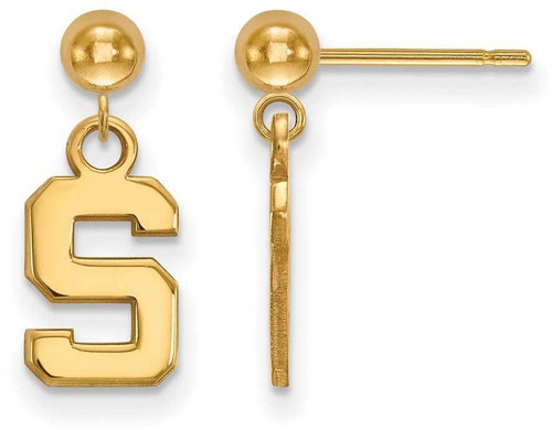 Image of Gold Plated 925 Silver Michigan State University Earrings Dangle Ball by LogoArt