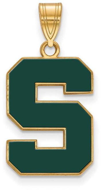 Image of Gold Plated 925 Silver Michigan State University Large Pendant LogoArt GP032MIS