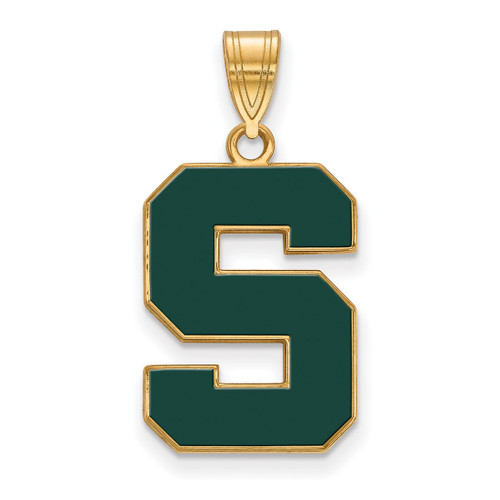 Gold Plated 925 Silver Michigan State University Large Pendant LogoArt GP032MIS