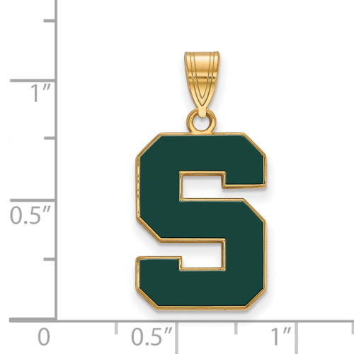 Gold Plated 925 Silver Michigan State University Large Pendant LogoArt GP032MIS