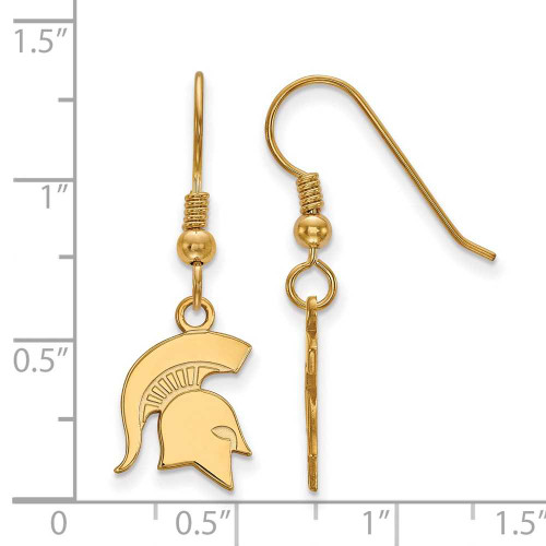 Image of Gold Plated 925 Silver Michigan State University Sm Earrings LogoArt GP049MIS