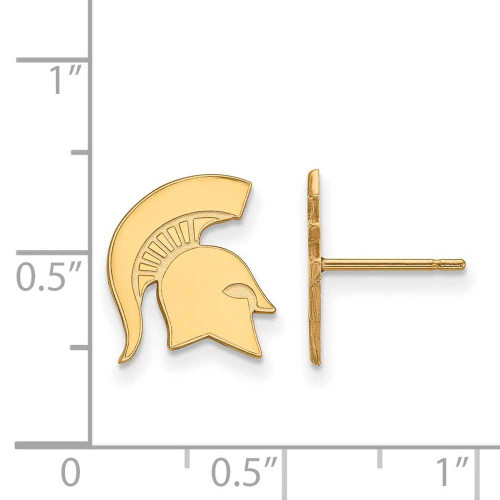 Image of Gold Plated 925 Silver Michigan State University Sm Earrings LogoArt GP051MIS