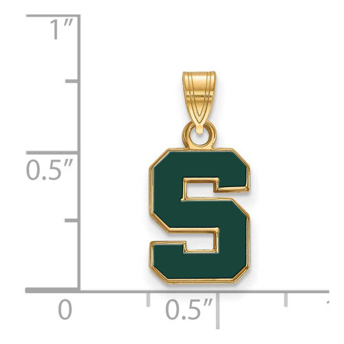 Image of Gold Plated 925 Silver Michigan State University Sm Pendant by LogoArt GP031MIS