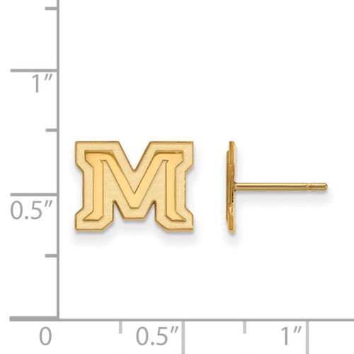 Gold Plated 925 Silver Montana State University XSmall Earrings LogoArt GP030MTU