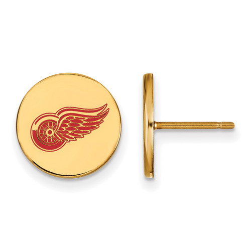 Gold Plated 925 Silver NHL Detroit Red Wings Sm Enamel Disc Earrings by LogoArt
