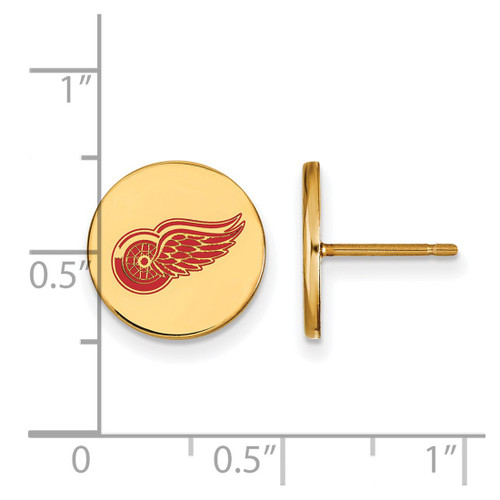 Gold Plated 925 Silver NHL Detroit Red Wings Sm Enamel Disc Earrings by LogoArt