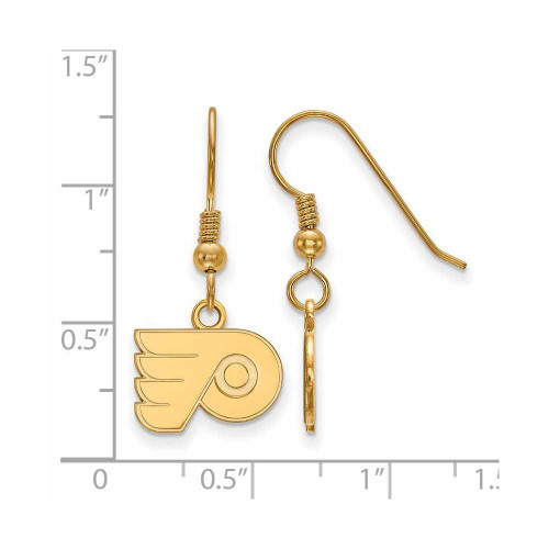 Image of Gold Plated 925 Silver NHL Philadelphia Flyers X-Small Dangle Earrings LogoArt