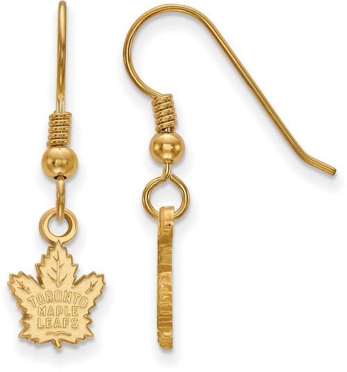Gold Plated 925 Silver NHL Toronto Maple Leafs X-Small Dangle Earrings LogoArt