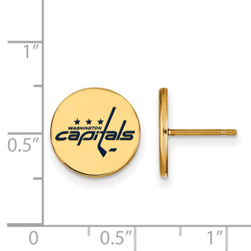 Image of Gold Plated 925 Silver NHL Washington Capitals Sm Enamel Disc Earrings LogoArt
