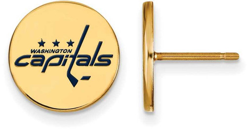 Image of Gold Plated 925 Silver NHL Washington Capitals Sm Enamel Disc Earrings LogoArt