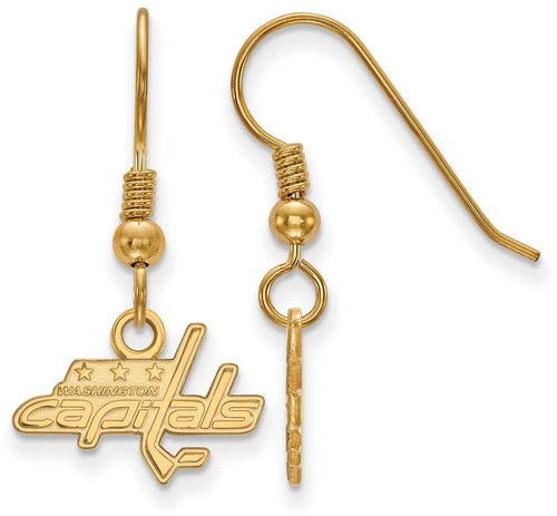 Image of Gold Plated 925 Silver NHL Washington Capitals X-Small Dangle Earrings LogoArt