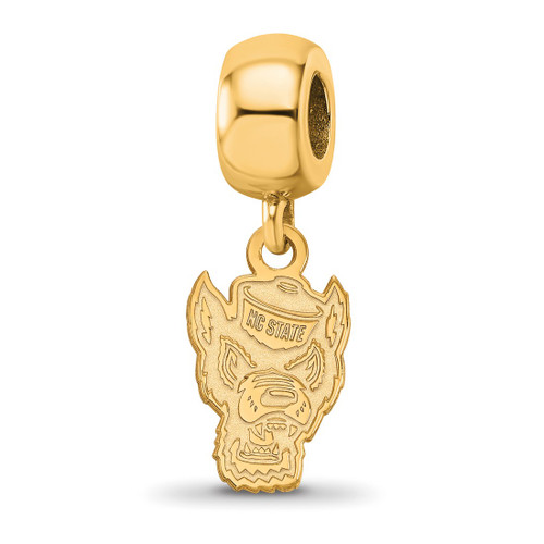 Gold Plated 925 Silver North Carolina State University Dangle Bead LogoArt GP059