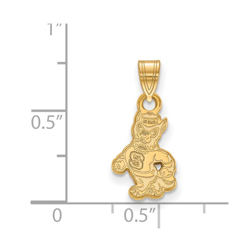 Gold Plated 925 Silver North Carolina State University Sm Pendant LogoArt GP060