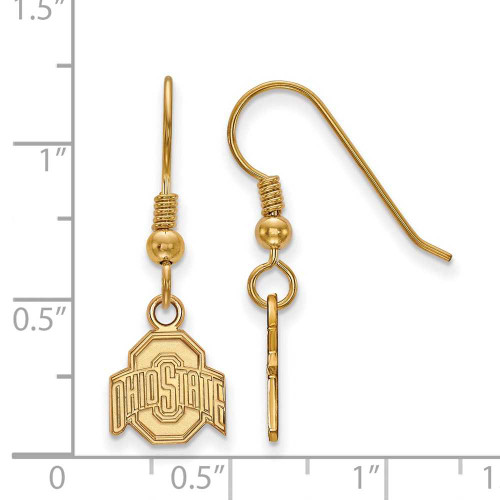 Image of Gold Plated 925 Silver Ohio State University XSmall Earrings LogoArt GP006OSU