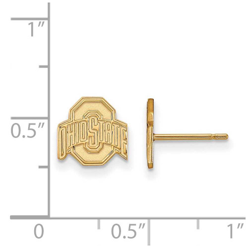 Image of Gold Plated 925 Silver Ohio State University XSmall Earrings LogoArt GP008OSU