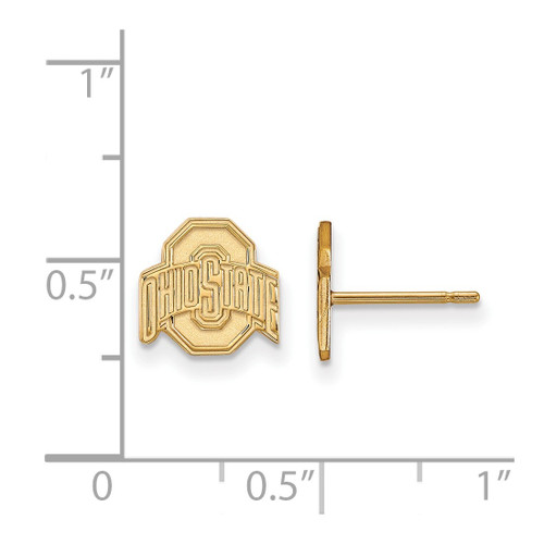 Gold Plated 925 Silver Ohio State University XSmall Earrings LogoArt GP008OSU