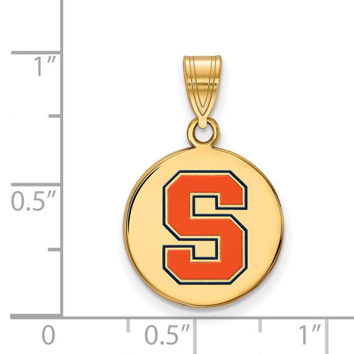 Image of Gold Plated 925 Silver Syracuse University Medium Enamel Disc Pendant by LogoArt