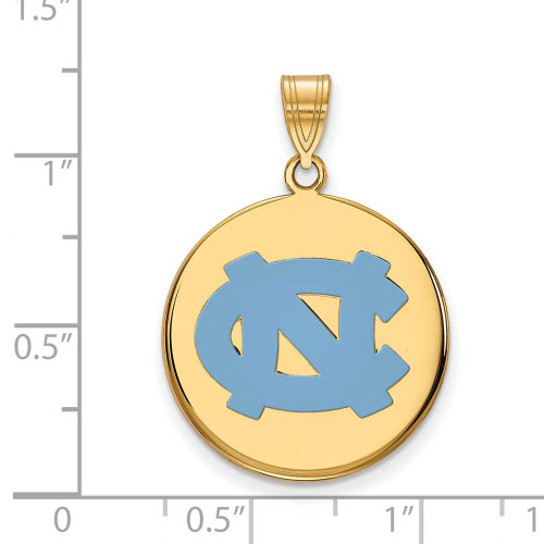 Image of Gold Plated 925 Silver U of North Carolina Large Enamel Disc Pendant by LogoArt