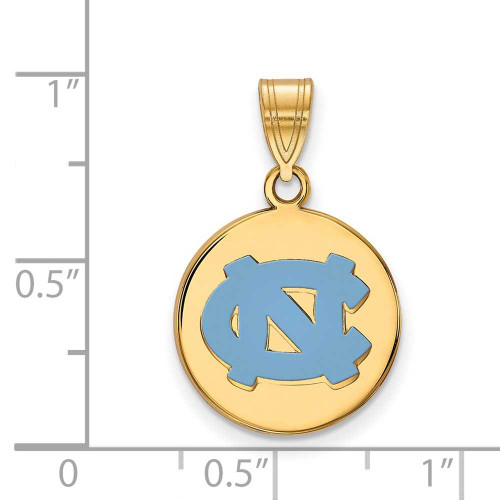 Image of Gold Plated 925 Silver U of North Carolina Medium Enamel Disc Pendant by LogoArt