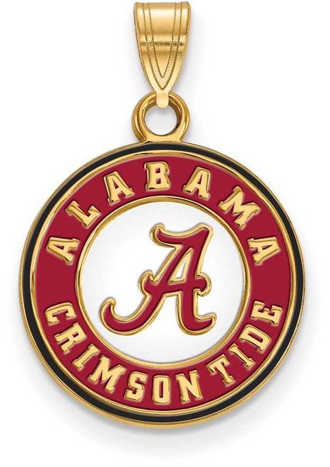 Image of Gold Plated 925 Silver University of Alabama Sm Enamel Disc Pendant by LogoArt