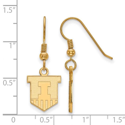 Image of Gold Plated 925 Silver University of Illinois Sm Earrings LogoArt GP048UIL