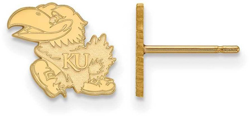 Image of Gold Plated 925 Silver University of Kansas XSmall Earrings LogoArt GP008UKS