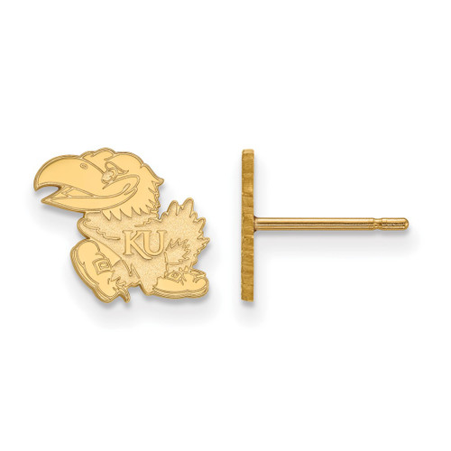 Gold Plated 925 Silver University of Kansas XSmall Earrings LogoArt GP008UKS