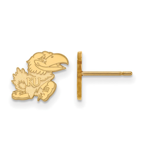 Gold Plated 925 Silver University of Kansas XSmall Earrings LogoArt GP055UKS