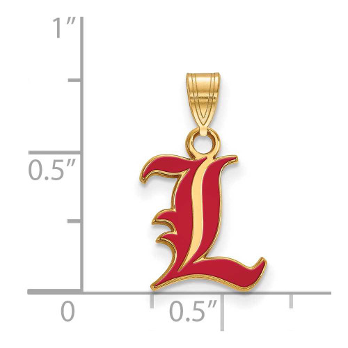 Image of Gold Plated 925 Silver University of Louisville Sm Enamel Pendant by LogoArt