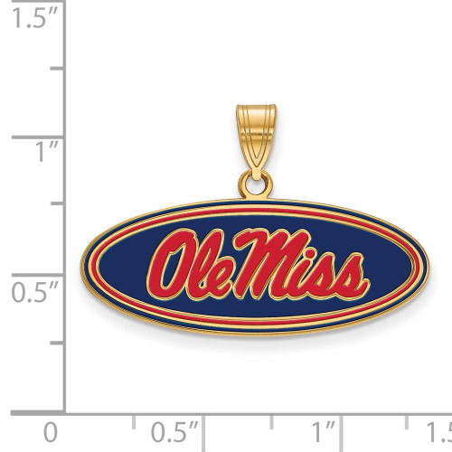 Image of Gold Plated 925 Silver University of Mississippi Medium Enamel Pendant LogoArt