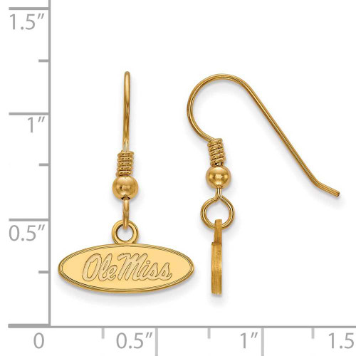 Image of Gold Plated 925 Silver University of Mississippi XSmall Earrings LogoArt GP006