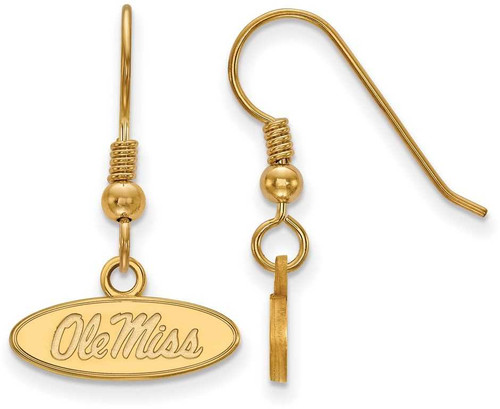 Image of Gold Plated 925 Silver University of Mississippi XSmall Earrings LogoArt GP006